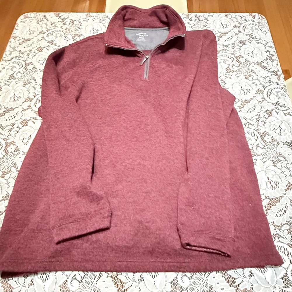 Haggar Cool 18 Pro Mens 3X Maroon Pullover 1/4 Zip Polyester Sweater